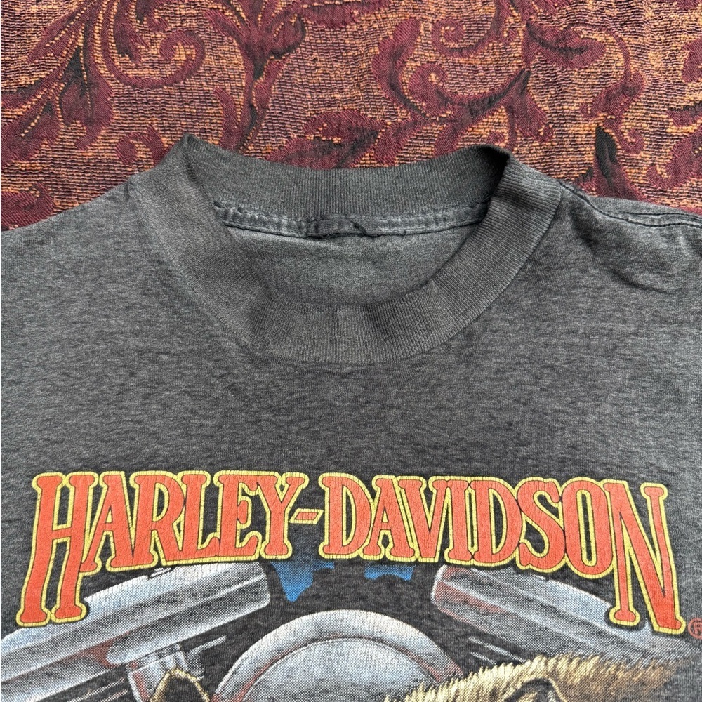 1991 3D Emblem Harley Davidson Wolf T-Shirt - Picture 2 of 5